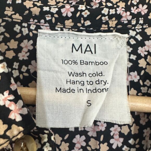 MAI Womens 100% Bamboo Floral Button Down Shirt Dress Beach Coverup Size Small - Picture 5 of 8